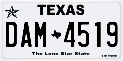 TX license plate DAM4519