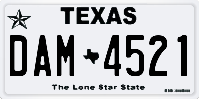 TX license plate DAM4521