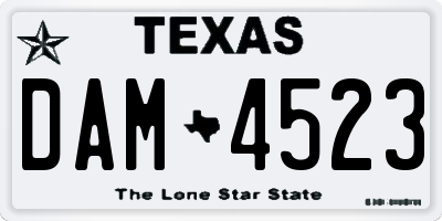 TX license plate DAM4523