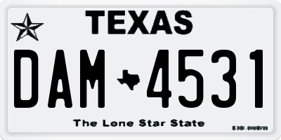 TX license plate DAM4531