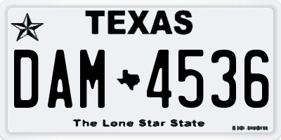 TX license plate DAM4536