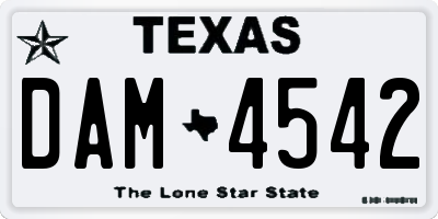 TX license plate DAM4542
