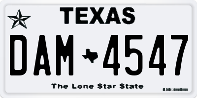 TX license plate DAM4547