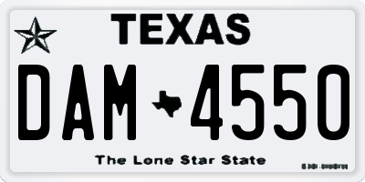TX license plate DAM4550