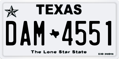 TX license plate DAM4551