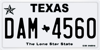 TX license plate DAM4560