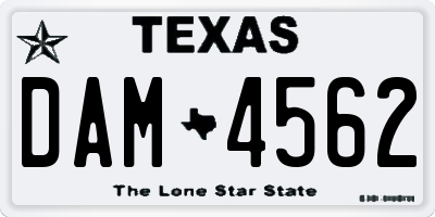 TX license plate DAM4562