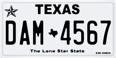 TX license plate DAM4567
