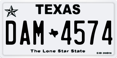 TX license plate DAM4574