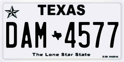 TX license plate DAM4577