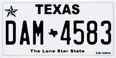 TX license plate DAM4583