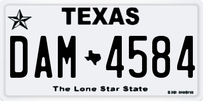 TX license plate DAM4584