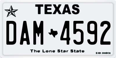 TX license plate DAM4592