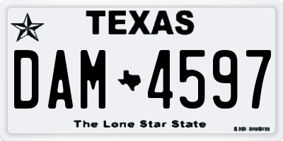 TX license plate DAM4597