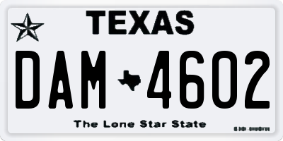 TX license plate DAM4602