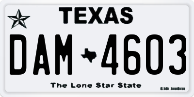 TX license plate DAM4603