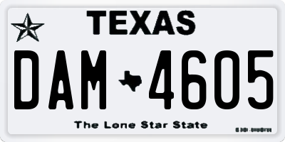 TX license plate DAM4605