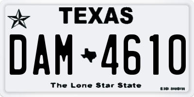 TX license plate DAM4610