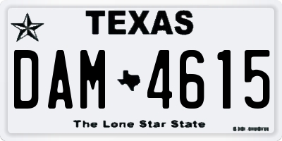 TX license plate DAM4615