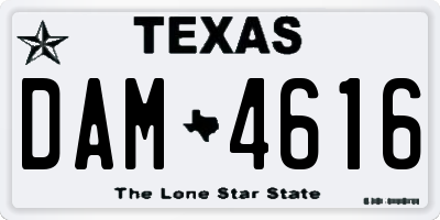 TX license plate DAM4616