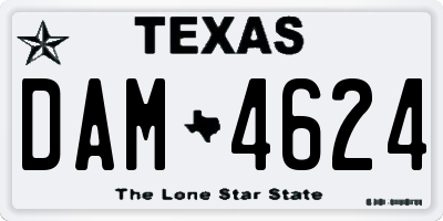 TX license plate DAM4624