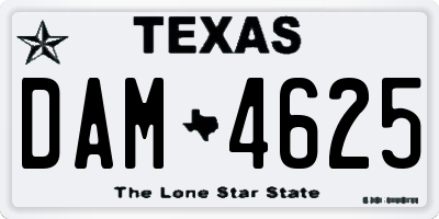 TX license plate DAM4625