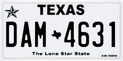 TX license plate DAM4631