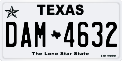 TX license plate DAM4632