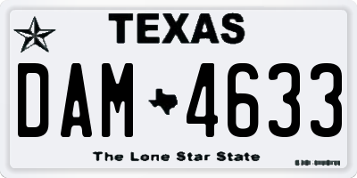 TX license plate DAM4633