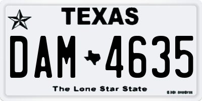 TX license plate DAM4635