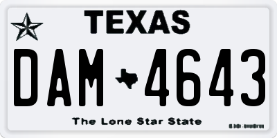 TX license plate DAM4643