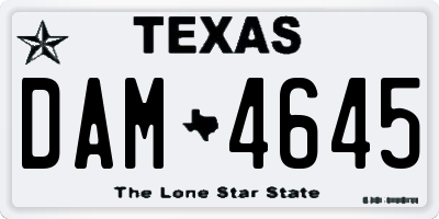 TX license plate DAM4645