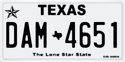 TX license plate DAM4651