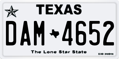 TX license plate DAM4652