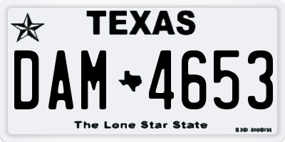 TX license plate DAM4653