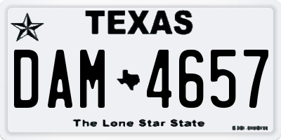 TX license plate DAM4657