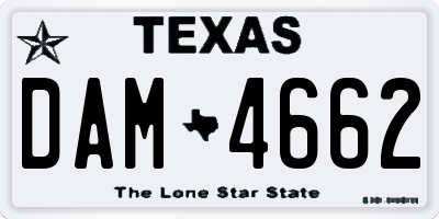 TX license plate DAM4662