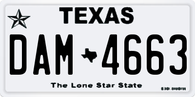 TX license plate DAM4663