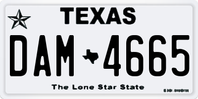 TX license plate DAM4665