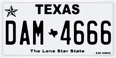 TX license plate DAM4666