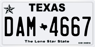 TX license plate DAM4667