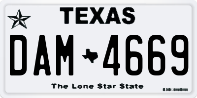 TX license plate DAM4669
