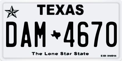 TX license plate DAM4670