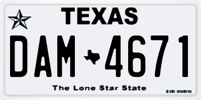 TX license plate DAM4671