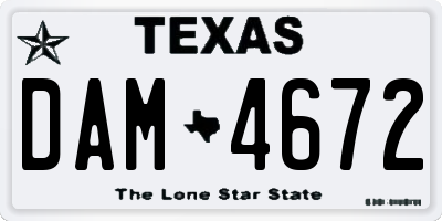 TX license plate DAM4672