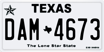 TX license plate DAM4673