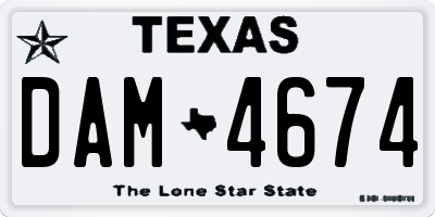 TX license plate DAM4674