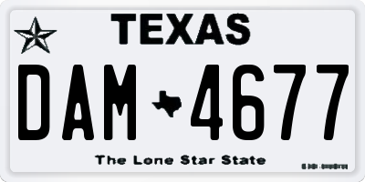 TX license plate DAM4677