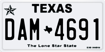 TX license plate DAM4691