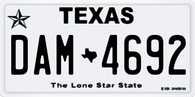TX license plate DAM4692